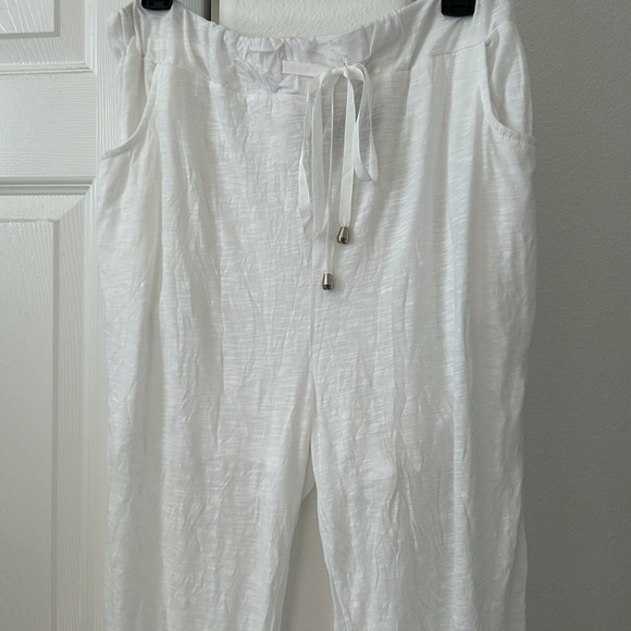 NWT Tango Mango White Waist Tie Pants with partial inside lining. Size Large - Picture 3 of 10